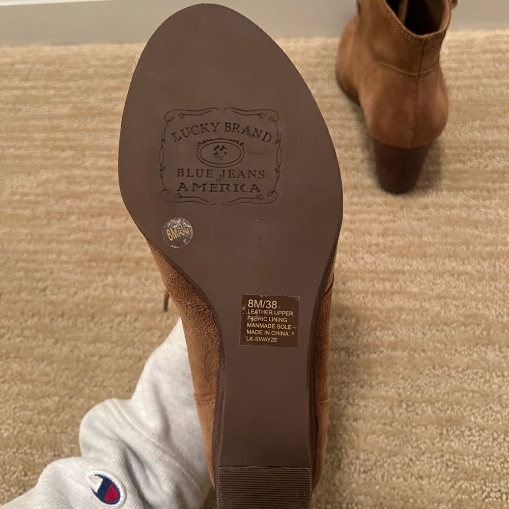 Lucky Brand Brown Suede Wedge Ankle Booties - Picture 6 of 6